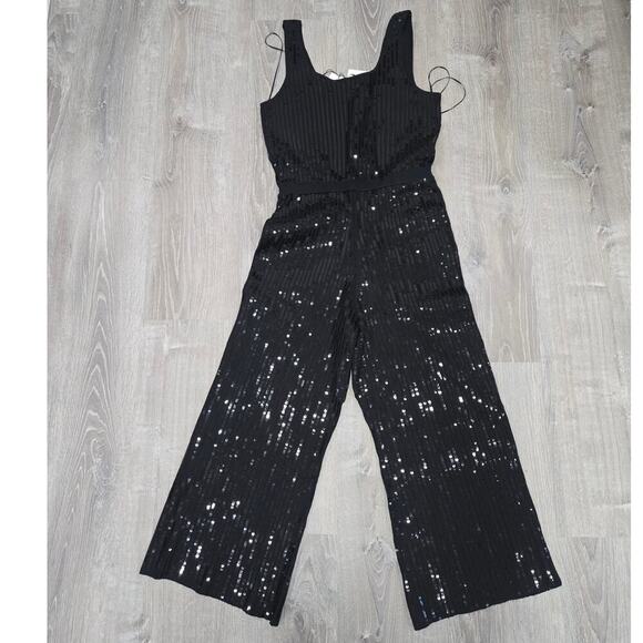NWT 7 For All Mankind Sequin Wide Leg Knit Pull on Jumpsuit size L - Picture 5 of 9